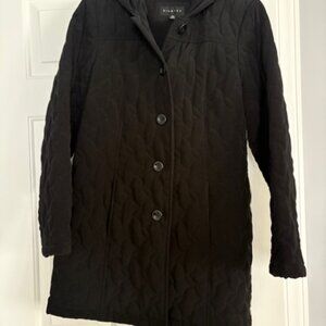 Womens Quilted Coat, Black, Size Medium